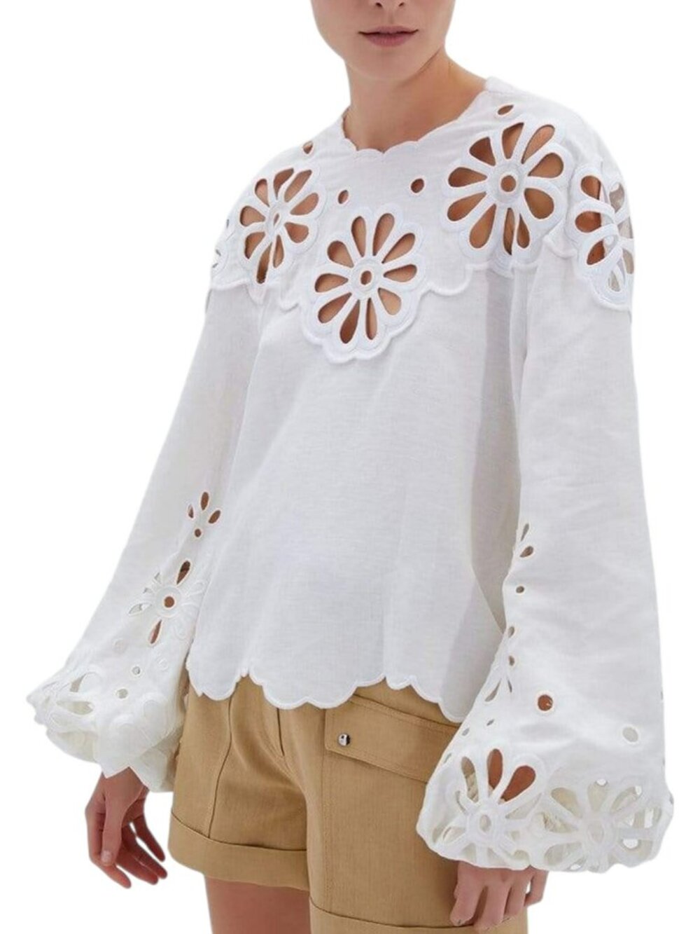 Jonathan Simkhai Sora Broderie Anglaise Top White NWT XS